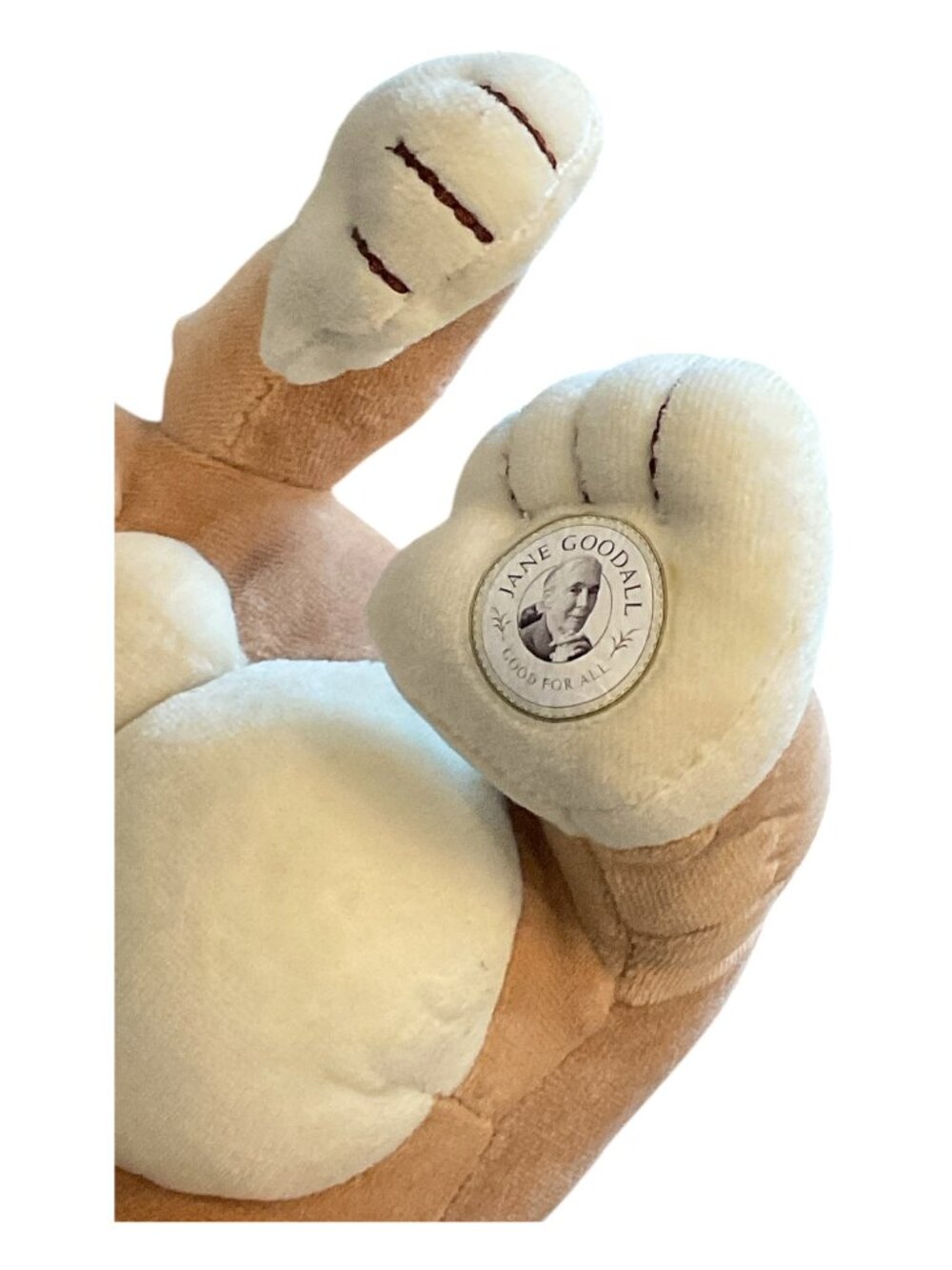 JANE GOODALL Plush Tan Gorilla Toy Embroidered Face - Picture 5 of 5